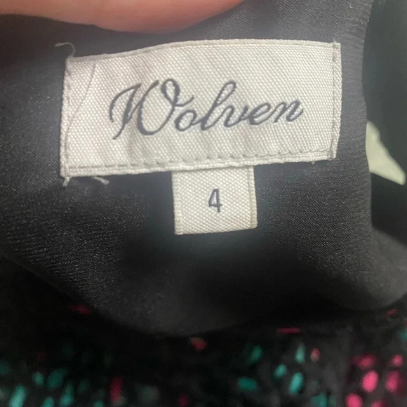 Anthropologie Wolven Size 4 Floral Dress Black Lace Overlay Fit Flare - Picture 7 of 7